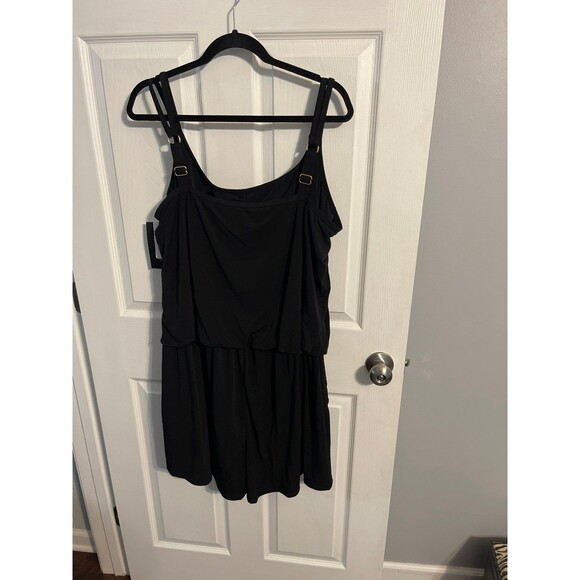 Maxine Of Hollywood Jersey Swim Romper One Piece Swimsuit Size 22W Black New - Picture 7 of 8